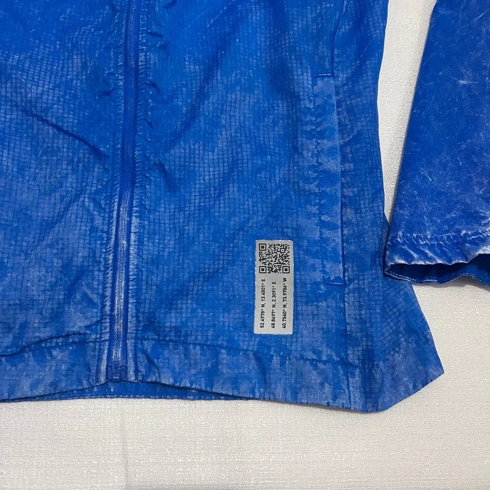 Adidas Own The Run Jacket Mens Small Blue Lightweight Hooded Running Windbreaker